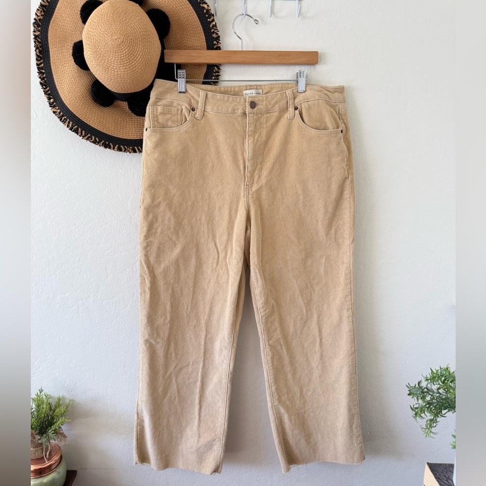 Oliver Logan Aberdeen Tan Wide Leg Crop Corduroy Pants Size 33 - Picture 3 of 13
